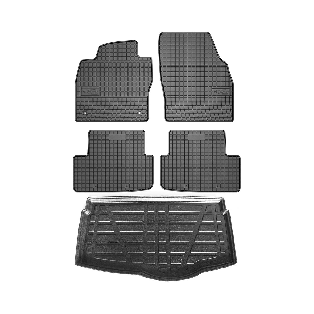 Fußmatten & Kofferraumwanne Set für VW Polo 2017-2021 Untere Gummi Schwarz 5x
