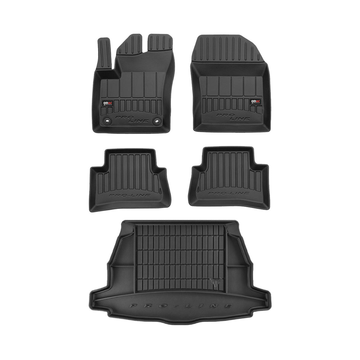 OMAC Fußmatten & Kofferraumwanne Set für Toyota C-HR 2016-2024 Gummi Schwarz 5x