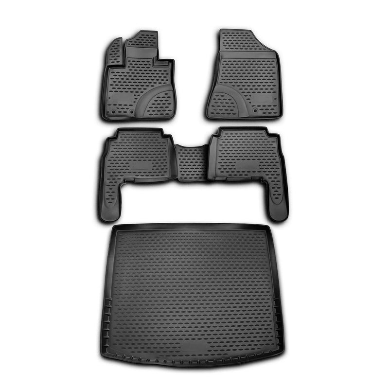 Fußmatten & Kofferraumwanne Set für Kia Sorento 2009-2014 Gummi TPE Schwarz 5x