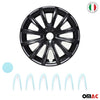 4x hubcaps wheel trims for 14" inch steel rims matt black light blue