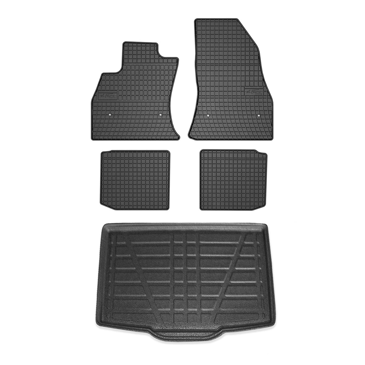 Fußmatten & Kofferraumwanne Set für Fiat 500L 2012-2018 Gummi TPE Schwarz 5x