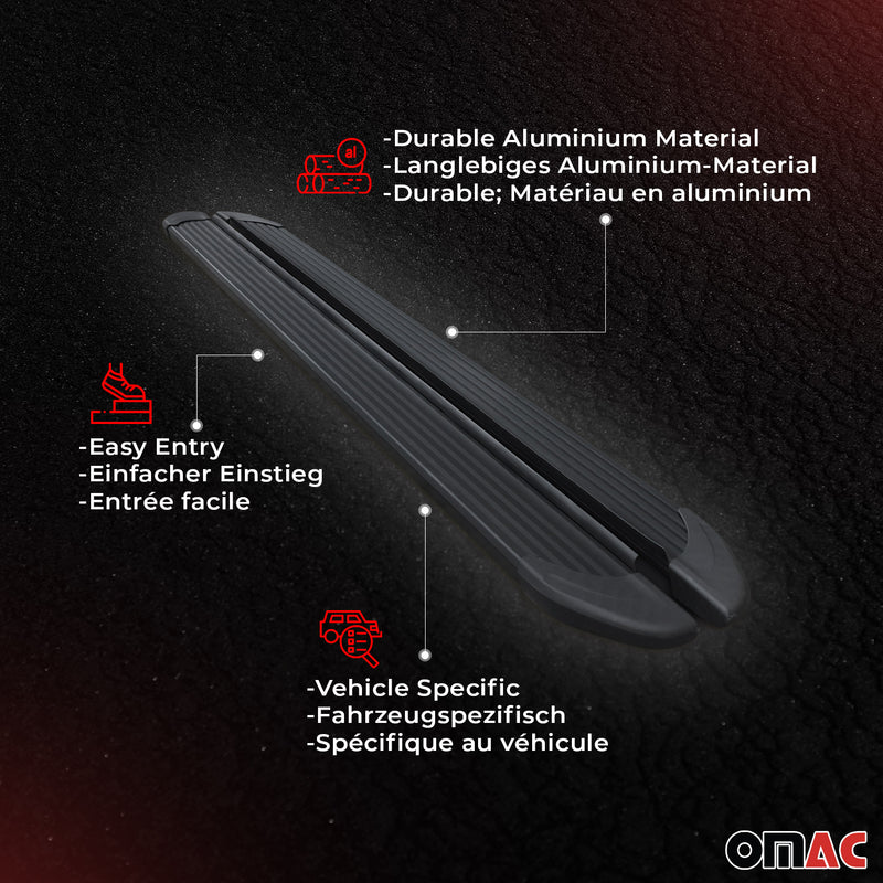 Seitenschweller Trittbretter Schweller für Dacia Logan 2013-2020 Alu Schwarz