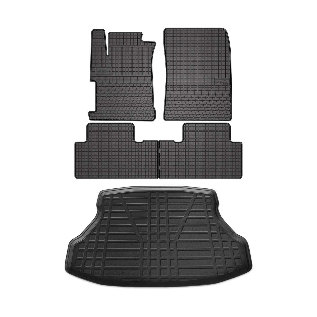 Fußmatten Kofferraumwanne Set für Honda Civic Stufenheck 2011-2016 Schwarz Gummi