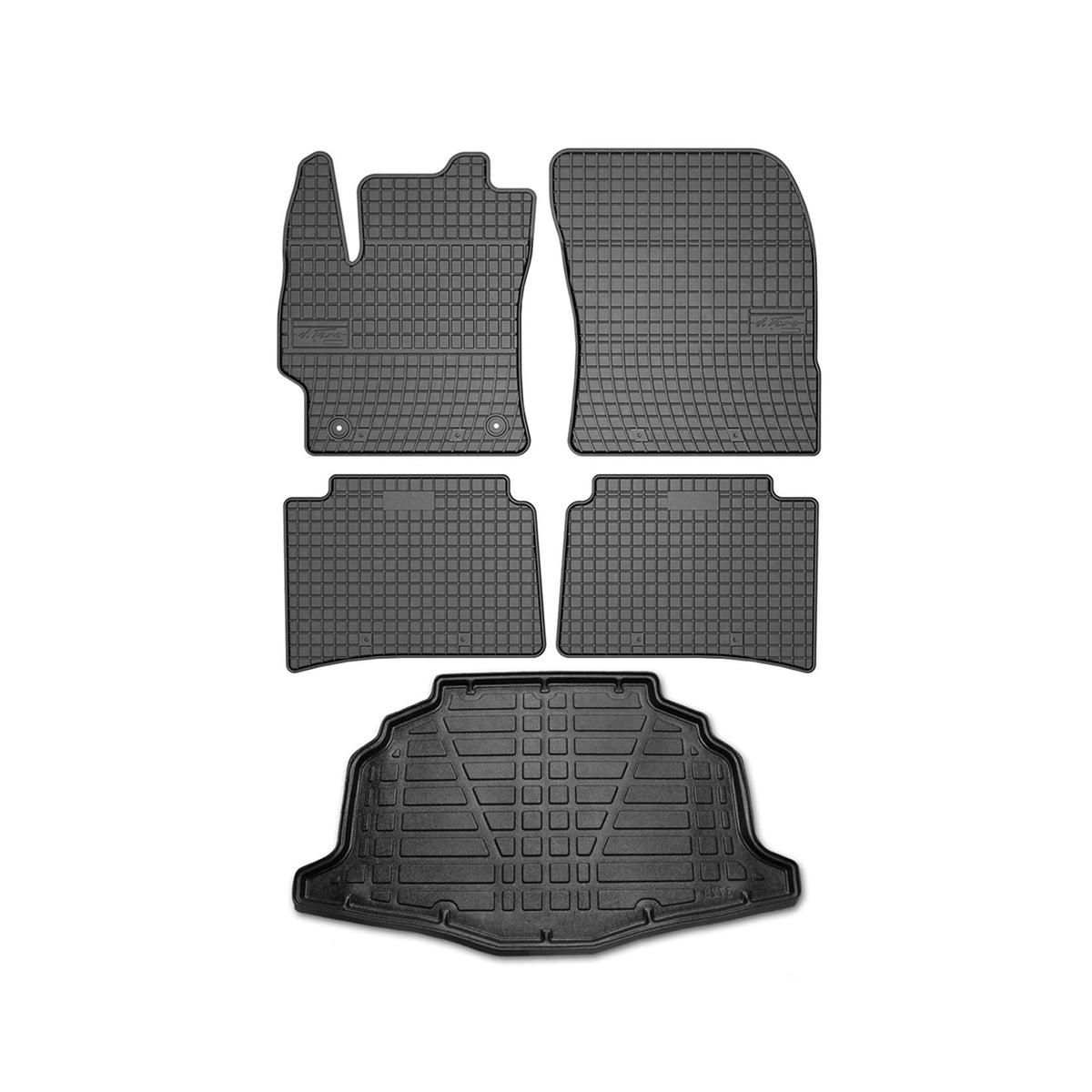 Fußmatten Kofferraumwanne Set für Toyota Corolla Hybrid 2018-2023 Schwarz Gummi