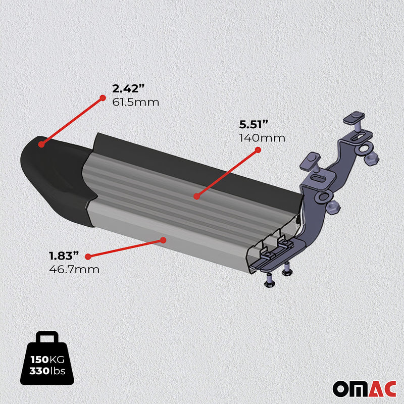 Seitenschweller Trittbretter Schweller für Isuzu D-Max 2002-2012 Aluminium Grau