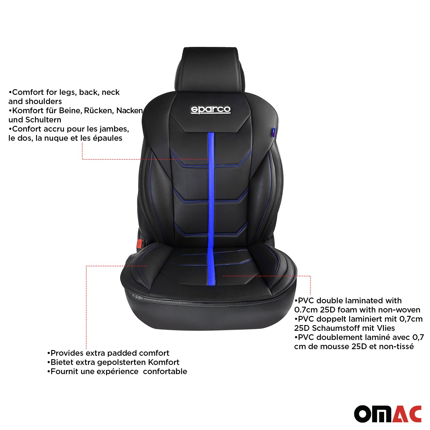 SPARCO Sitzkissen Sitzauflage Sitzschoner Universal Schwarz Blau Sitzschutz