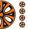 4x Radblenden Radkappen Radzierblenden 16" Zoll Stahlfelgen Matt Schwarz Orange