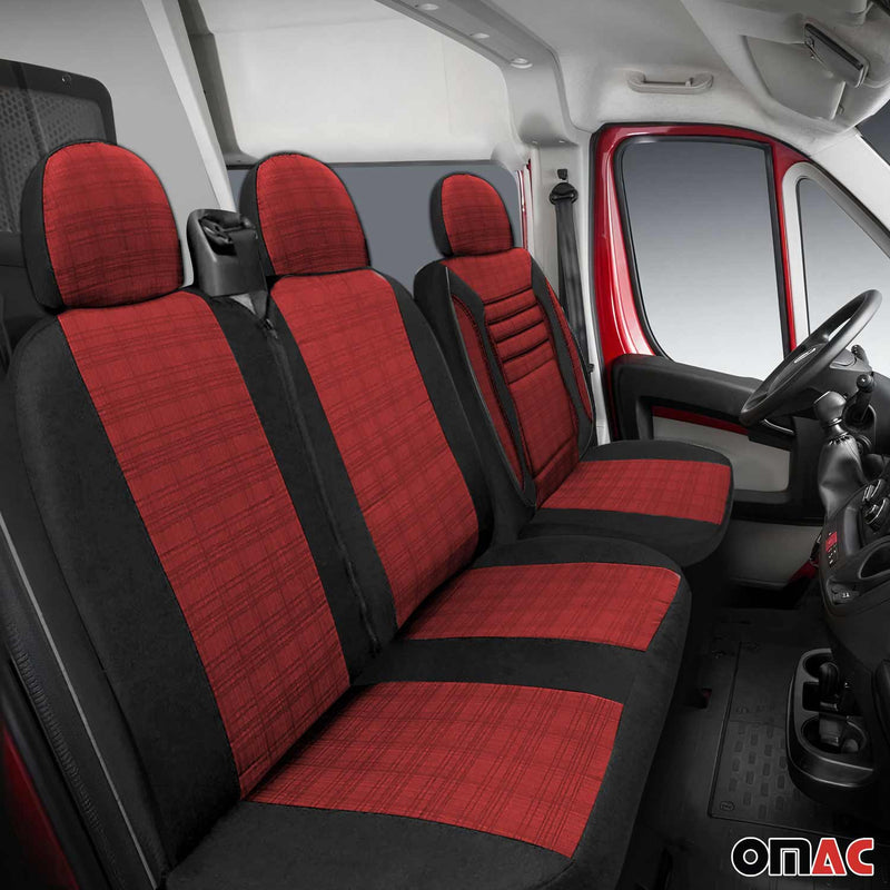 Schonbezüge Sitzbezüge für VW Transporter T5 Multivan Caravelle Schwarz Rot 2+1