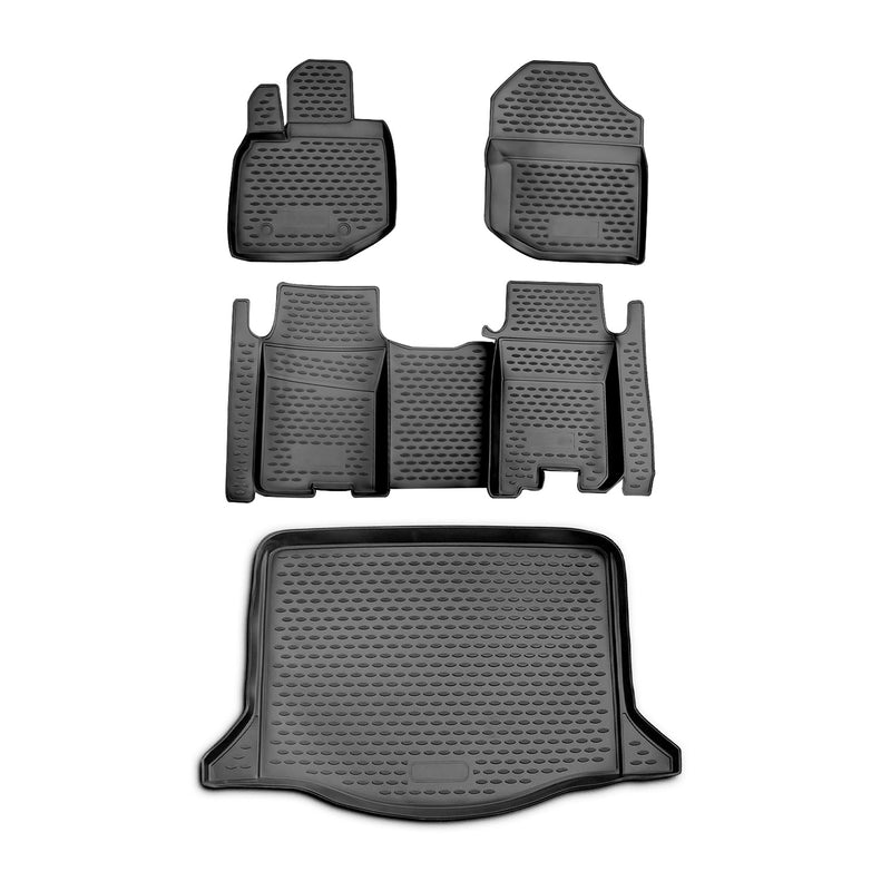 Fußmatten & Kofferraumwanne Set für Honda Jazz 2007-2015 Gummi TPE Schwarz 5x