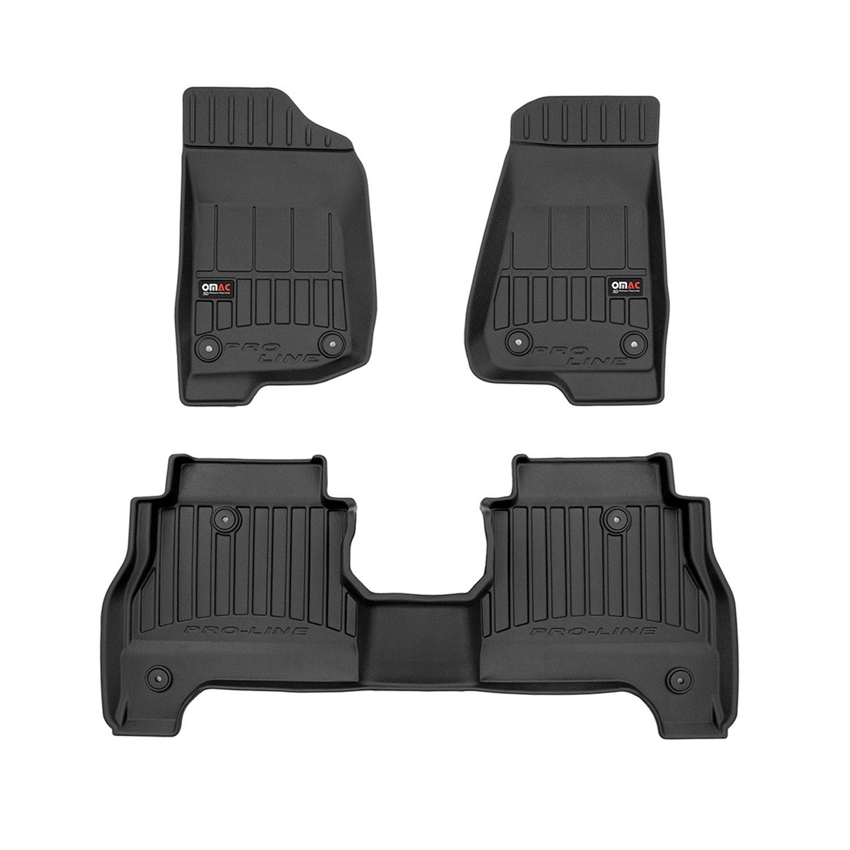 OMAC rubber floor mats for Jeep Gladiator Pick-up 2020-2024 Premium TPE Black 3x