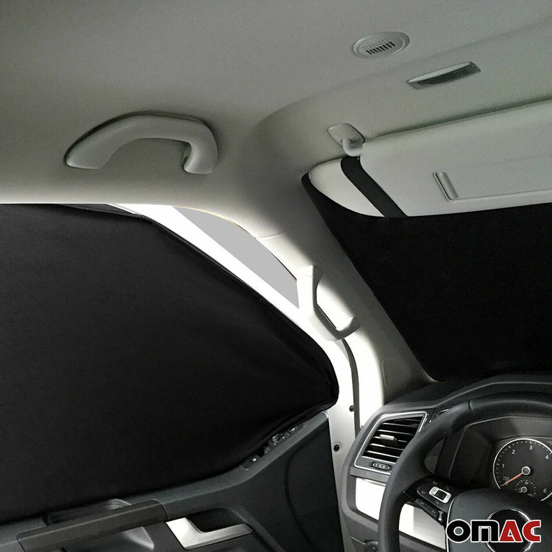 Frontscheibe Gardinen Maß Vorhänge für VW Caddy 2003-2015 Schwarz 3tlg