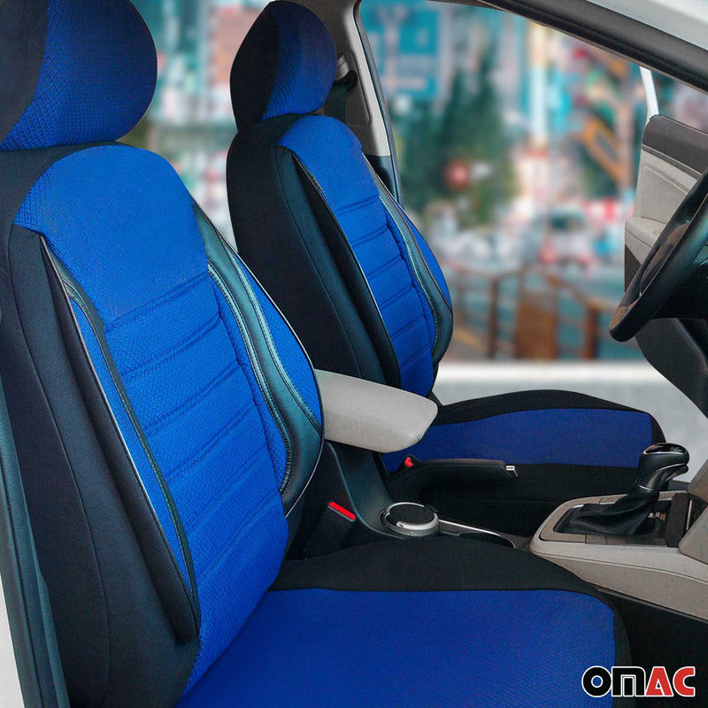 Schonbezüge Sitzbezüge für Fiat 500 500C Schwarz Blau 2 Sitz Satz Vorne