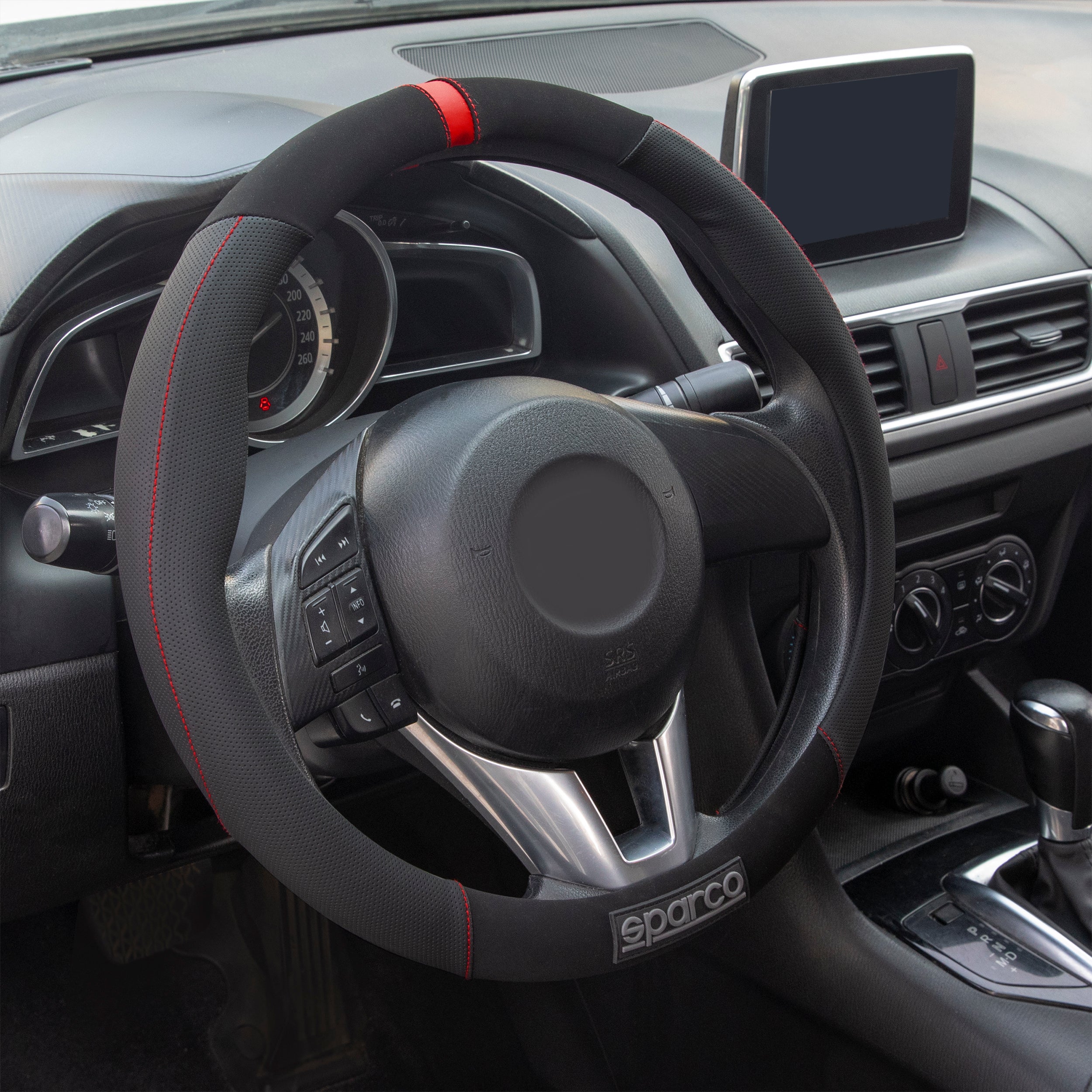 SPARCO Lenkradbezüge Lenkradschoner Lenkradschutz Schwarz Rot Gummi Suede