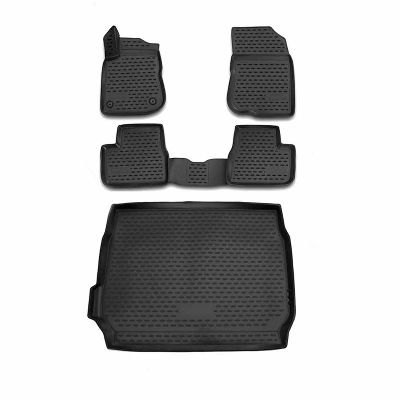 Fußmatten & Kofferraumwanne Set für Peugeot 2008 2013-2020 Gummi TPE Schwarz 5x