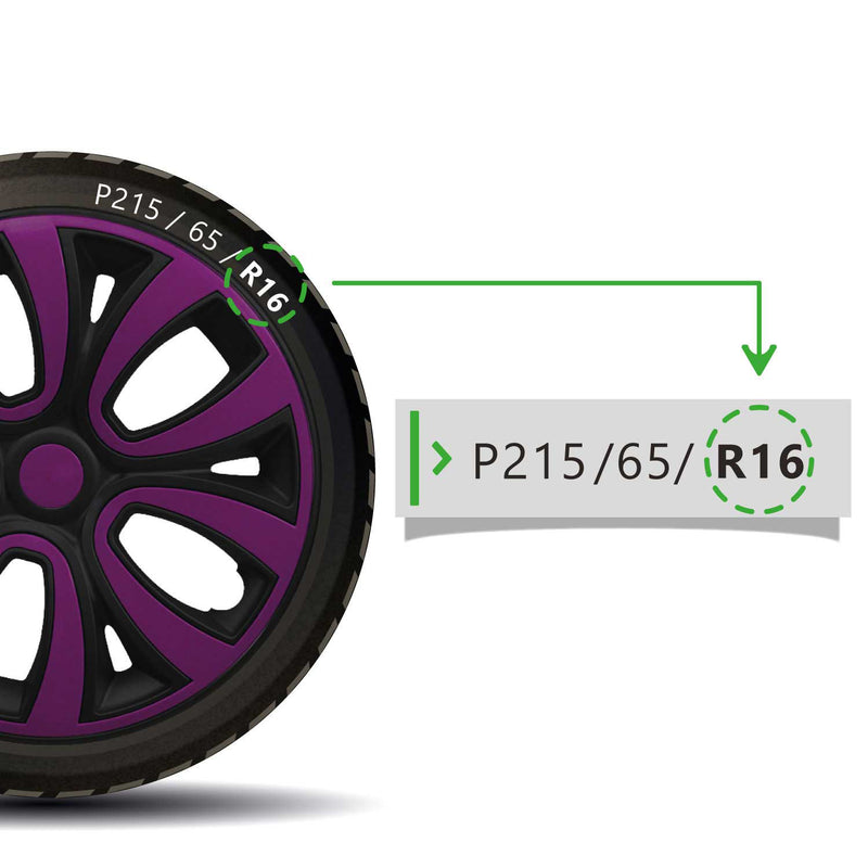 Radkappen 16 zoll Schwarz & Lila 4tlg satz