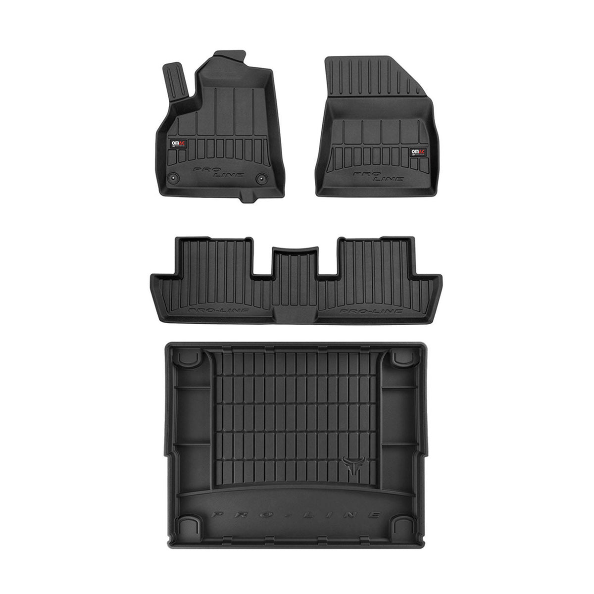 OMAC Fußmatten & Kofferraumwanne Set für Peugeot 3008 2009-2016 Gummi Schwarz 4x