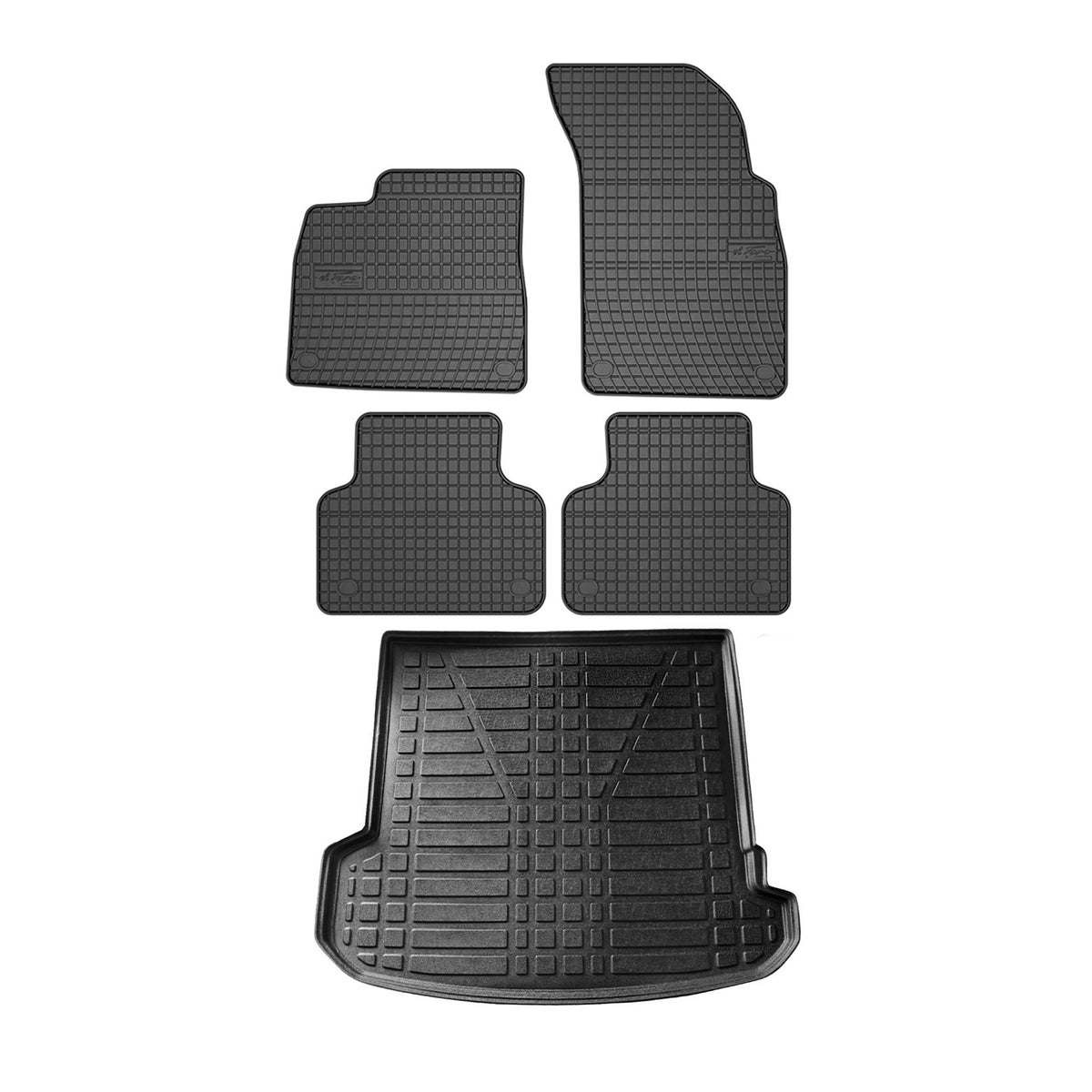 Fußmatten & Kofferraumwanne Set für Audi Q7 4M 2015-2024 Gummi Schwarz TPE 5x