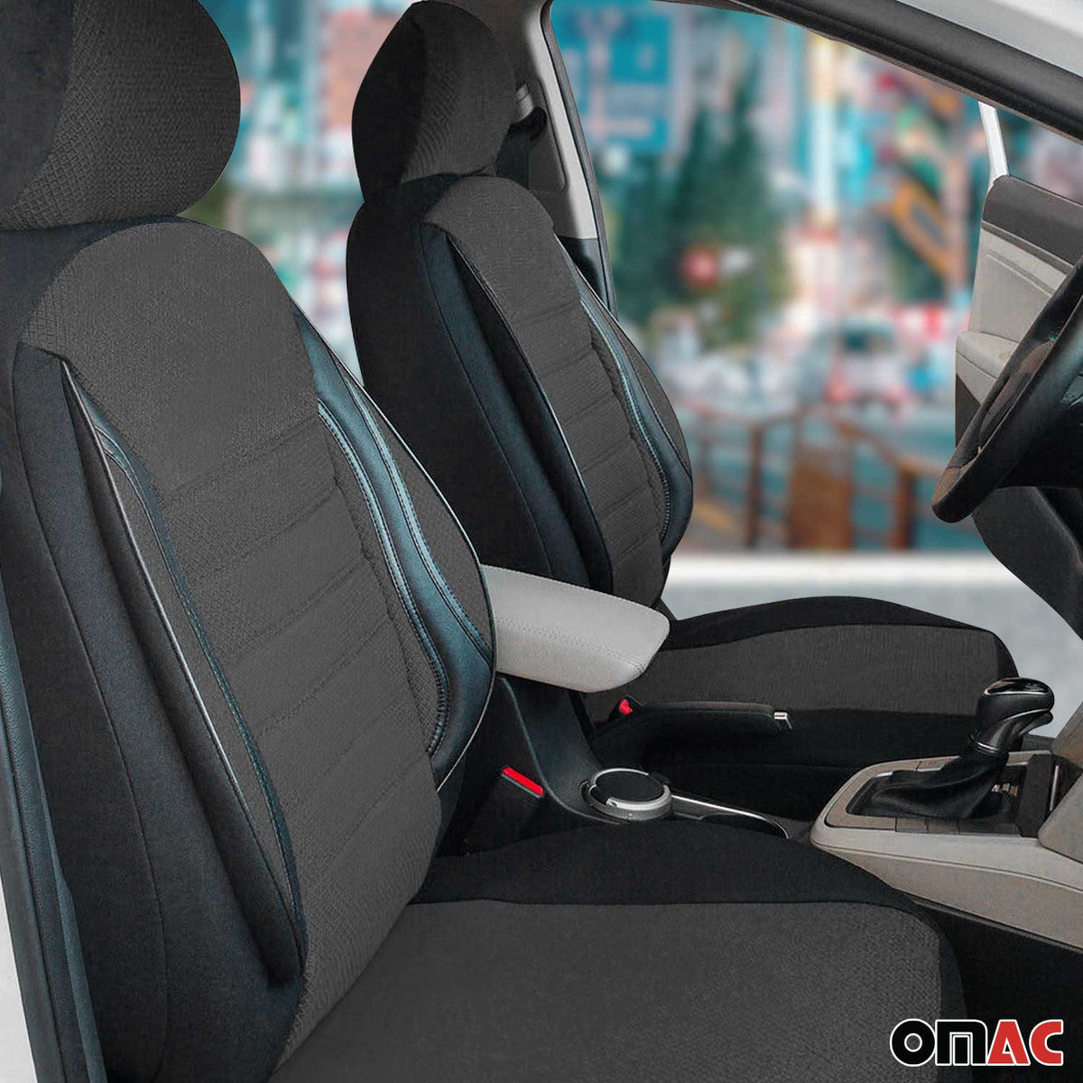 Schonbezüge Sitzbezüge für Honda Accord Grau Schwarz 2 Sitz Vorne Satz