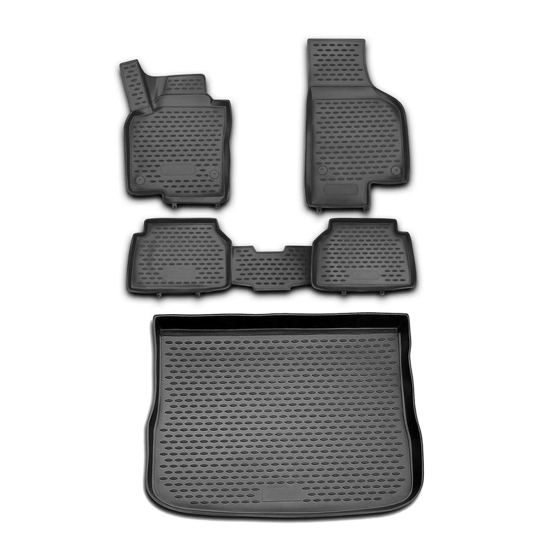 Fußmatten & Kofferraumwanne Set für VW Tiguan 2007-2016 Gummi TPE Schwarz 5x