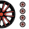 4x Radkappen Radzierblenden Radblenden für 15" Zoll Stahlfelgen Schwarz Rot