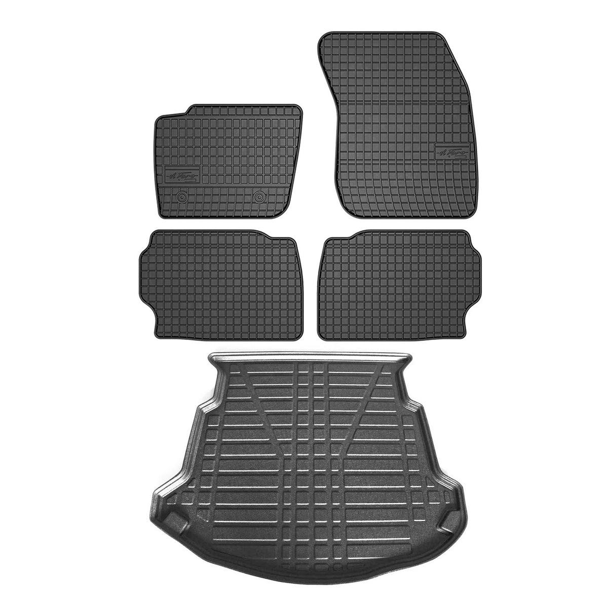 Fußmatten Kofferraumwanne Set für Ford Mondeo 2007-2015 Schwarz Gummi TPE