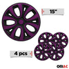 4x wheel covers, wheel covers, hub caps, 15 inch steel rims, black and purple