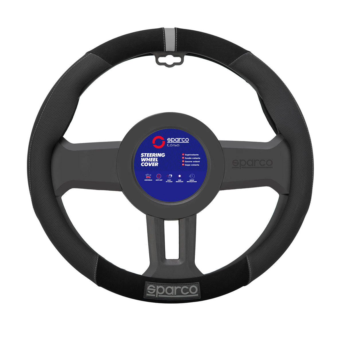 SPARCO steering wheel covers, steering wheel protector, steering wheel protection, black, gray, rubber suede