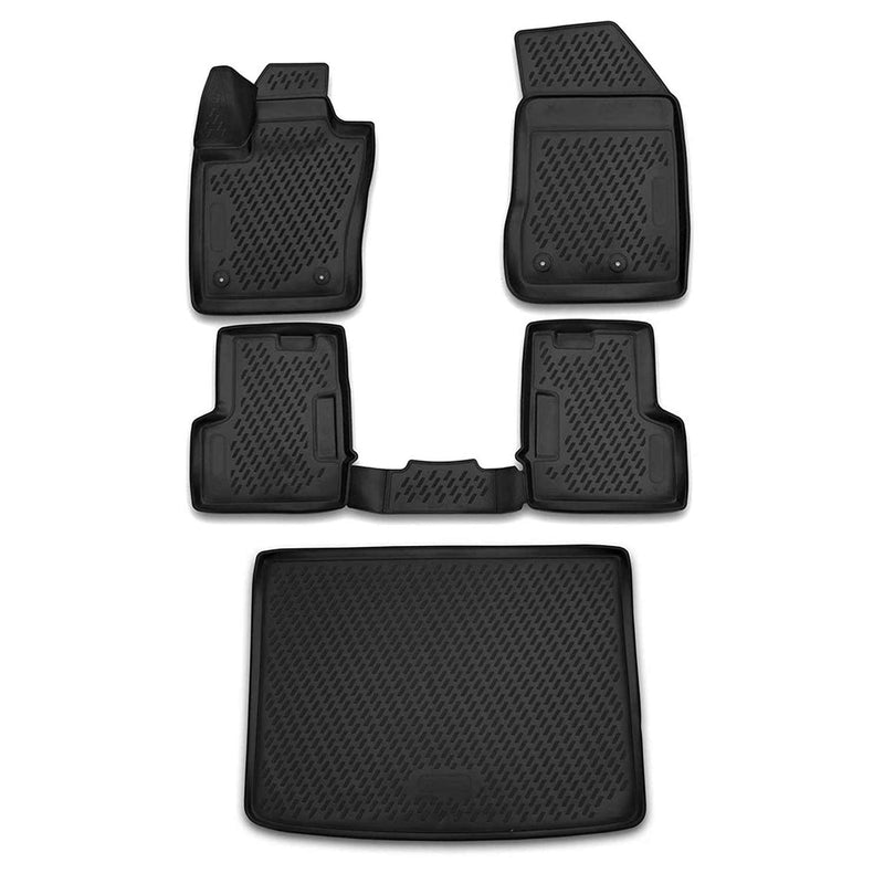 Fußmatten & Kofferraumwanne Set für Jeep Renegade 2014-2024 Gummi TPE Schwarz 5x