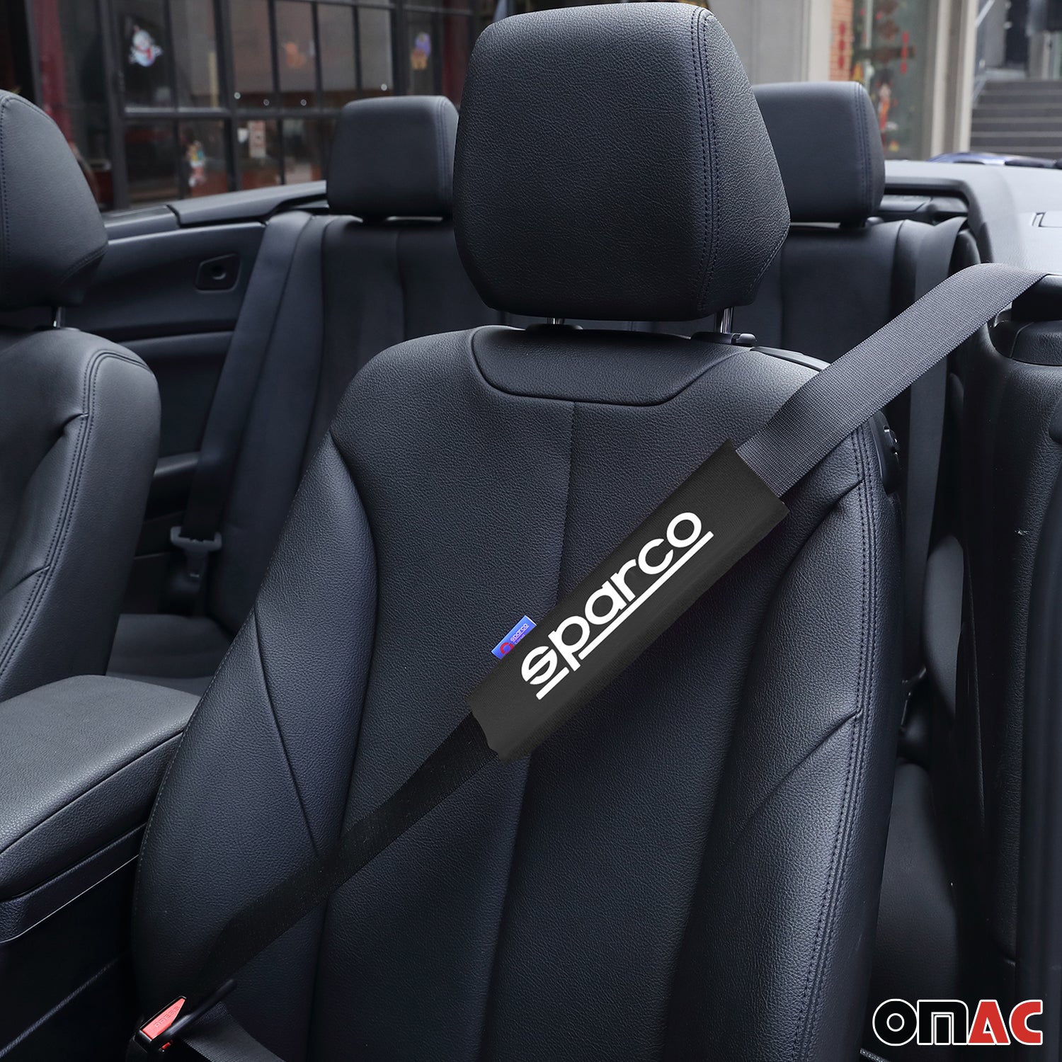 SPARCO Gurtschoner Gurtpolster Sicherheitsgurt Gurtschutz Autogurt Schwarz 2x