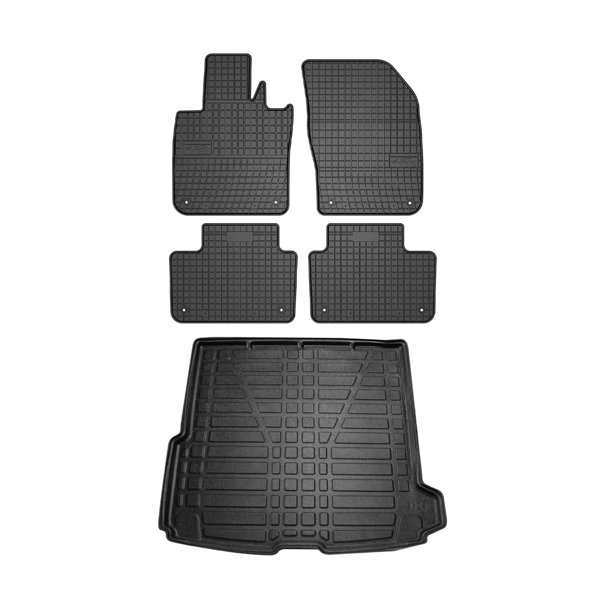 Fußmatten & Kofferraumwanne Set für Volvo V60 2017-2024 Gummi TPE Schwarz 5x
