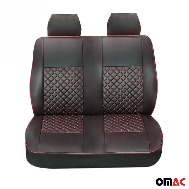 Sitzbezüge Schonbezüge für Renault Trafic 2001-2014 Kunstleder Schwarz Rot 2+1