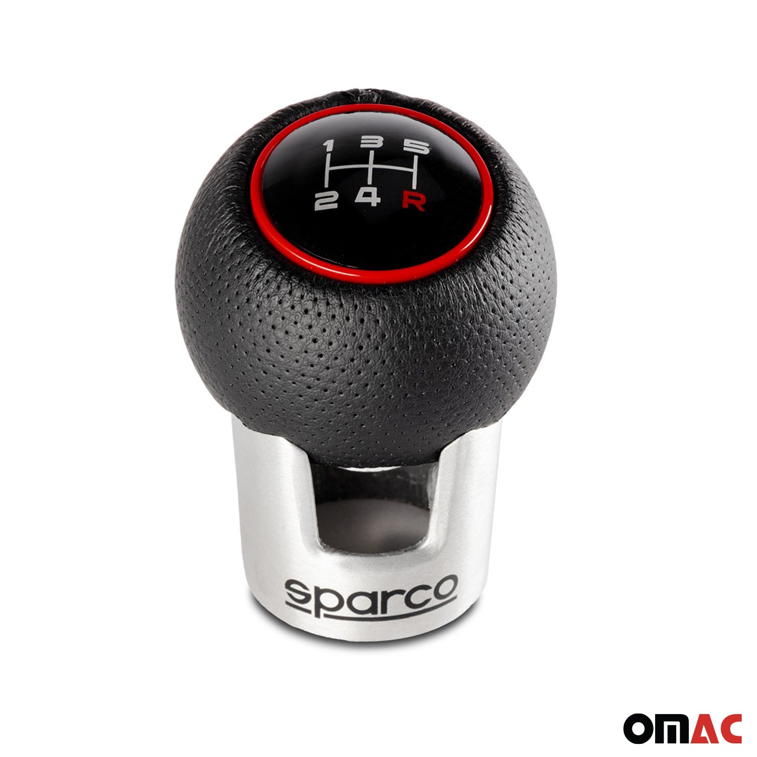 SPARCO Schaltknauf Schalthebel Schaltknopf Aluminium Kunstleder Schwarz Rot