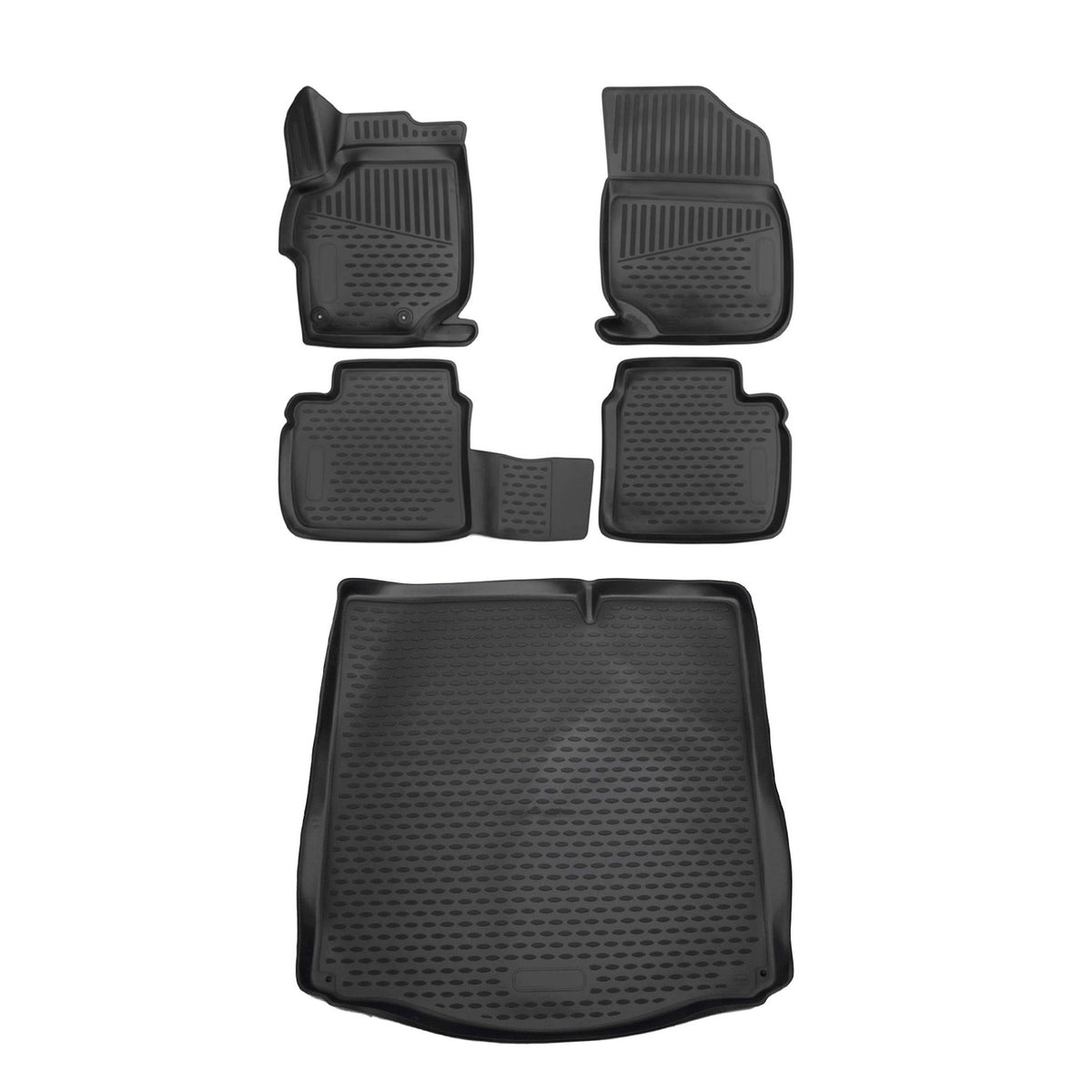 Fußmatten & Kofferraumwanne Set für Peugeot 301 2013-2024 Stufenheck TPE Schwarz