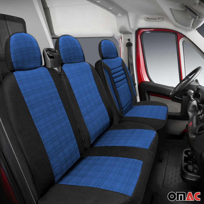 Schonbezüge Sitzbezüge für VW Transporter T5 Multivan Schwarz Blau 2+1 Vorne