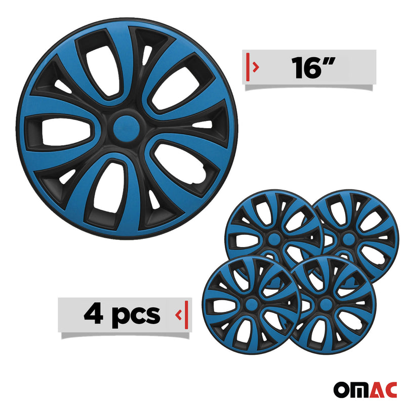 Radkappen 16 zoll Matt Schwarz & Blau 4tlg satz