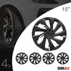 4x 15" wheel caps wheel covers for Smart Black ABS