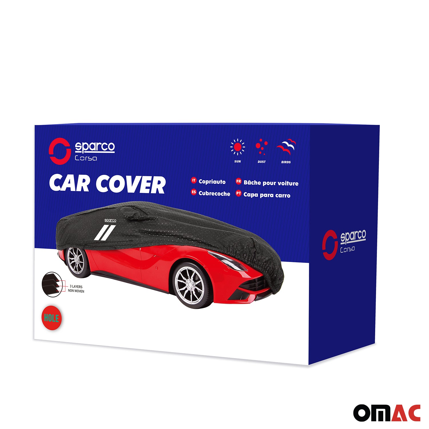 SPARCO Auto Schutzhülle Vollgarage Autoabdeckung Schwarz Ganzgarage Autogarage L