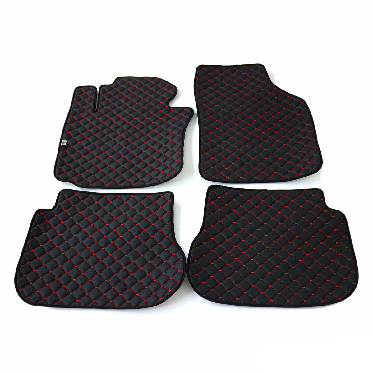Floor mats leather car mats for VW Caddy 2015-2020 artificial leather black red 4 pieces