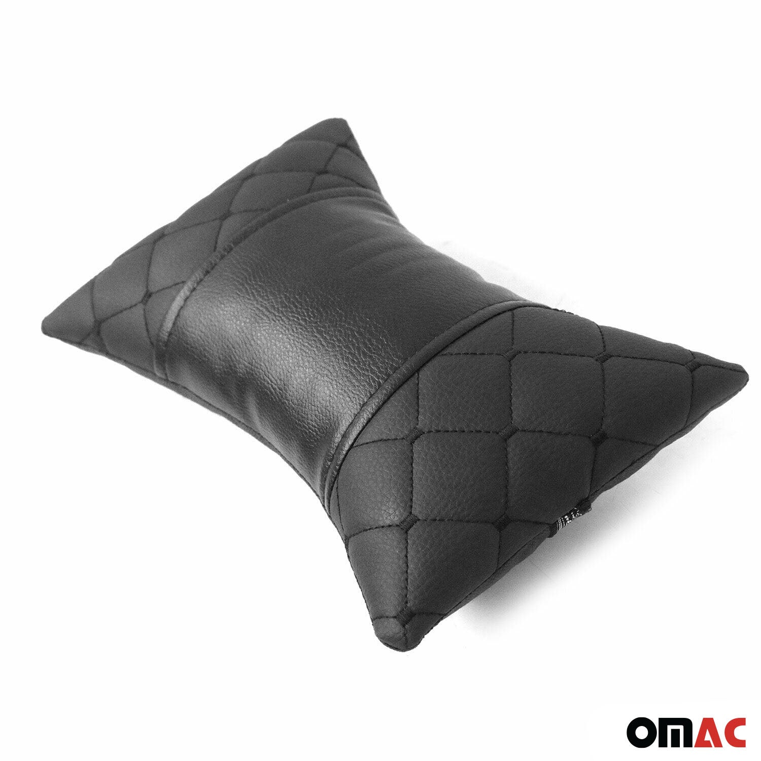 KFZ Auto Kopfstütze Kissen Autositzkissen Nackenkissen Leder Schwarz 8x30cm