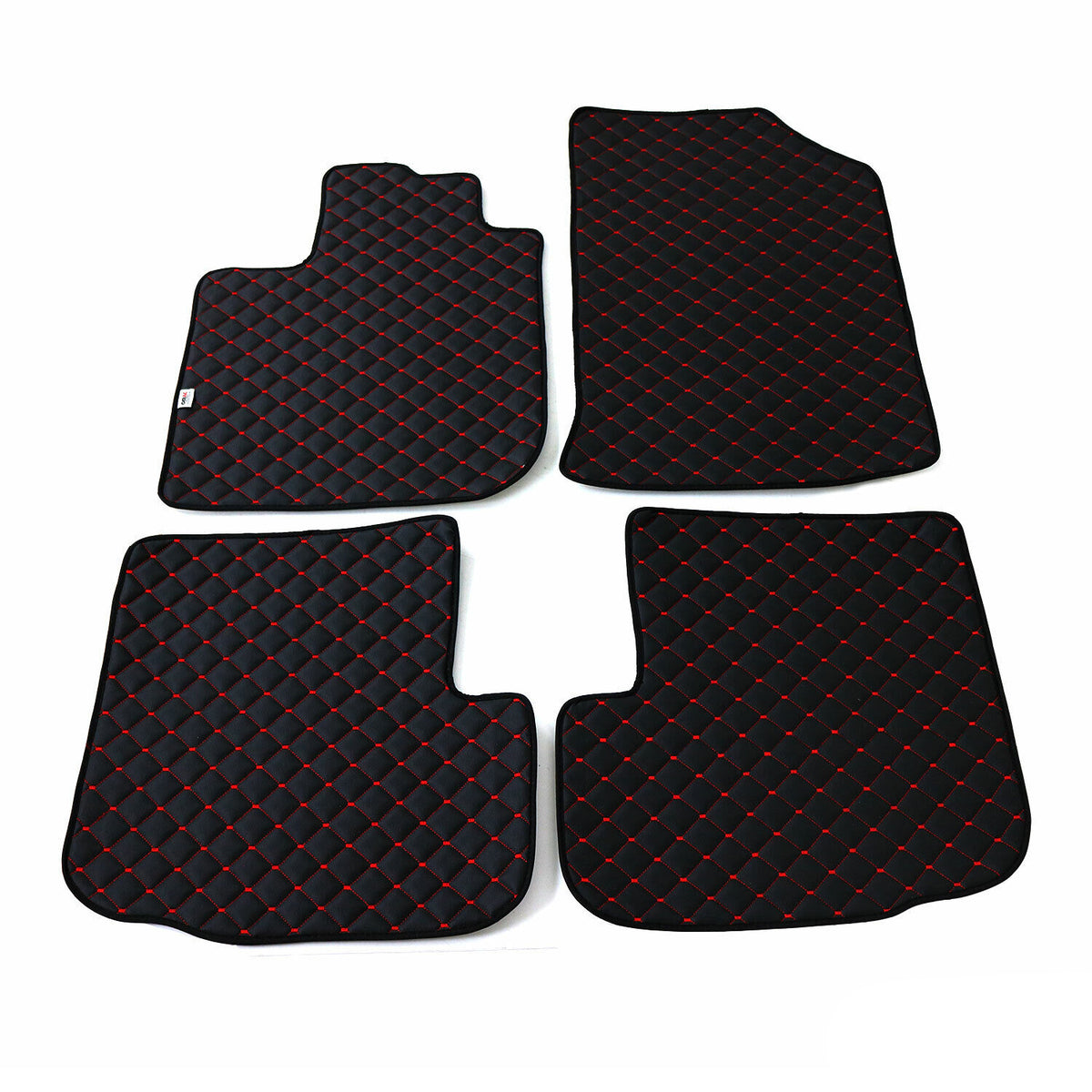 Floor mats leather car mats for Dacia Dokker 2012-2021 artificial leather black red 4x