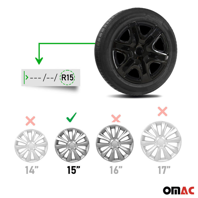 4x Radkappen Auto Radblenden 15 Zoll Schwarz