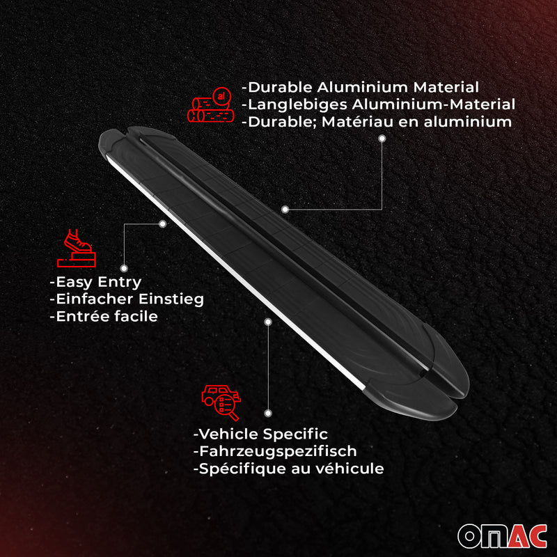 Trittbretter Seitenschweller für Opel Grandland X 2017-2024 Alu Schwarz Grau