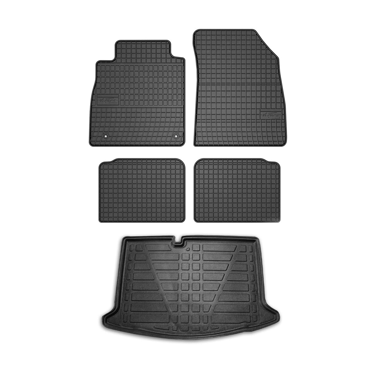 Floor mats & trunk liner set for Nissan Micra K14 2017-2024 rubber black 5x