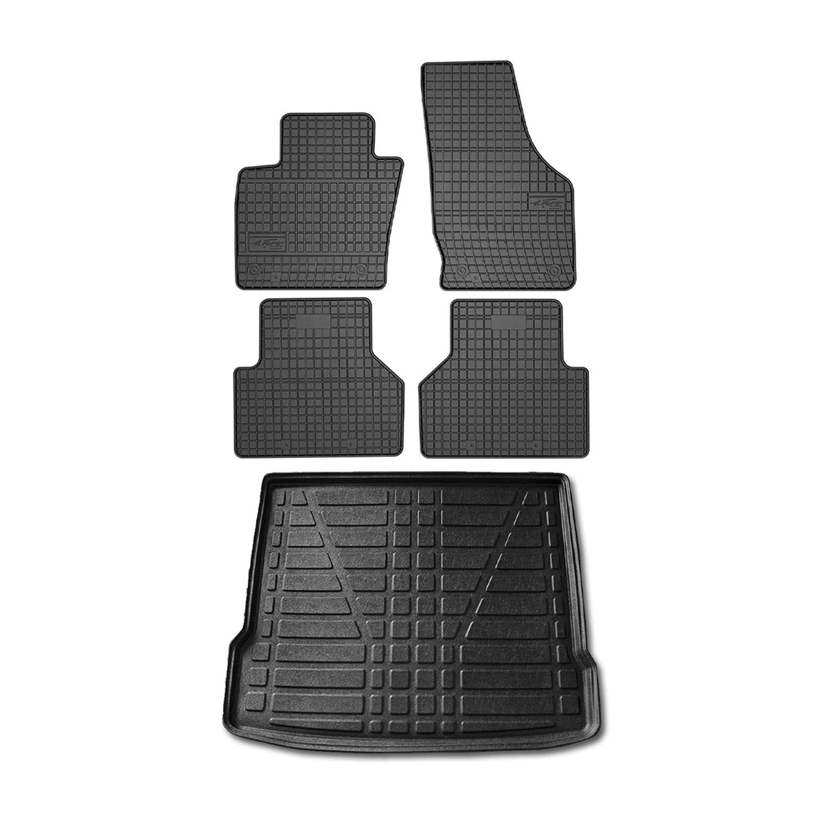 Fußmatten & Kofferraumwanne Set für Audi Q3 8U 2011-2018 Gummi Schwarz TPE 5x