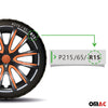 4x wheel trims wheel covers 15" inch steel rims black orange
