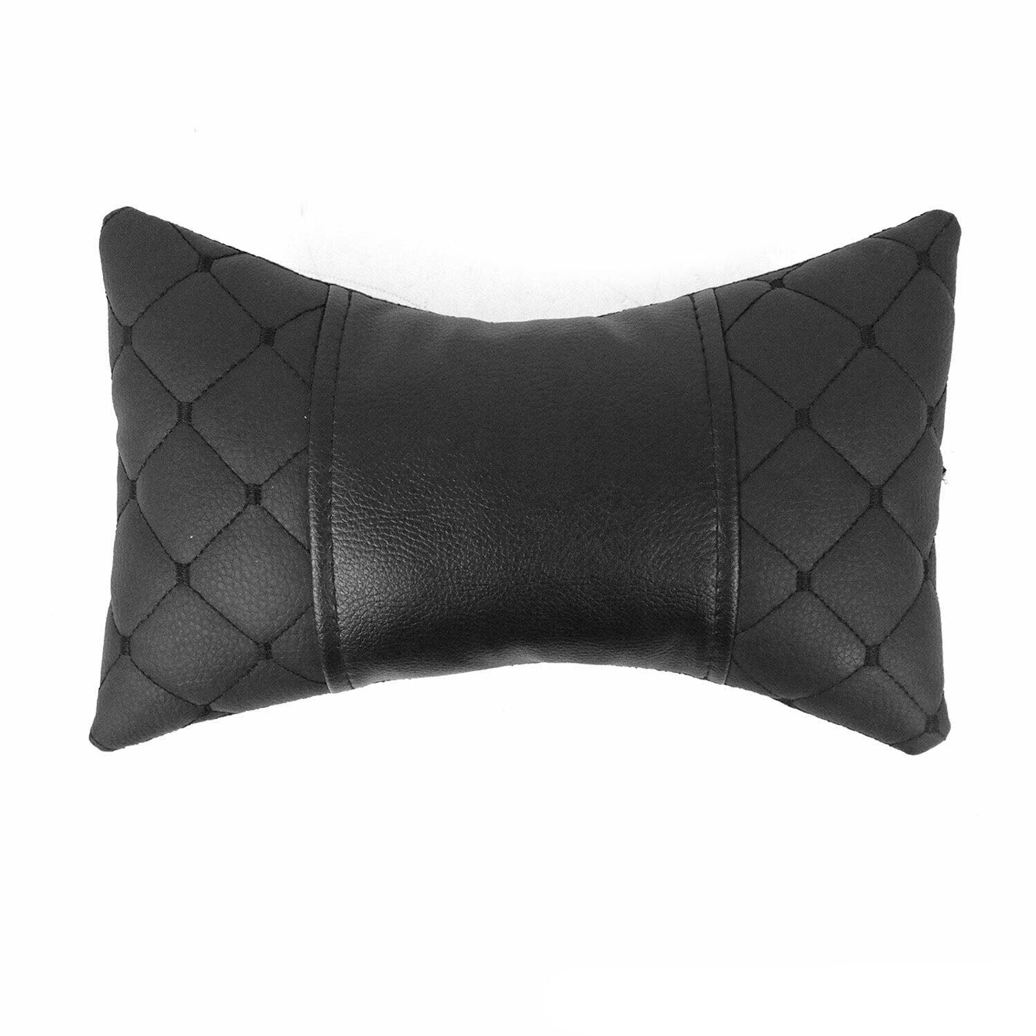 KFZ Auto Kopfstütze Kissen Autositzkissen Nackenkissen Leder Schwarz 8x30cm