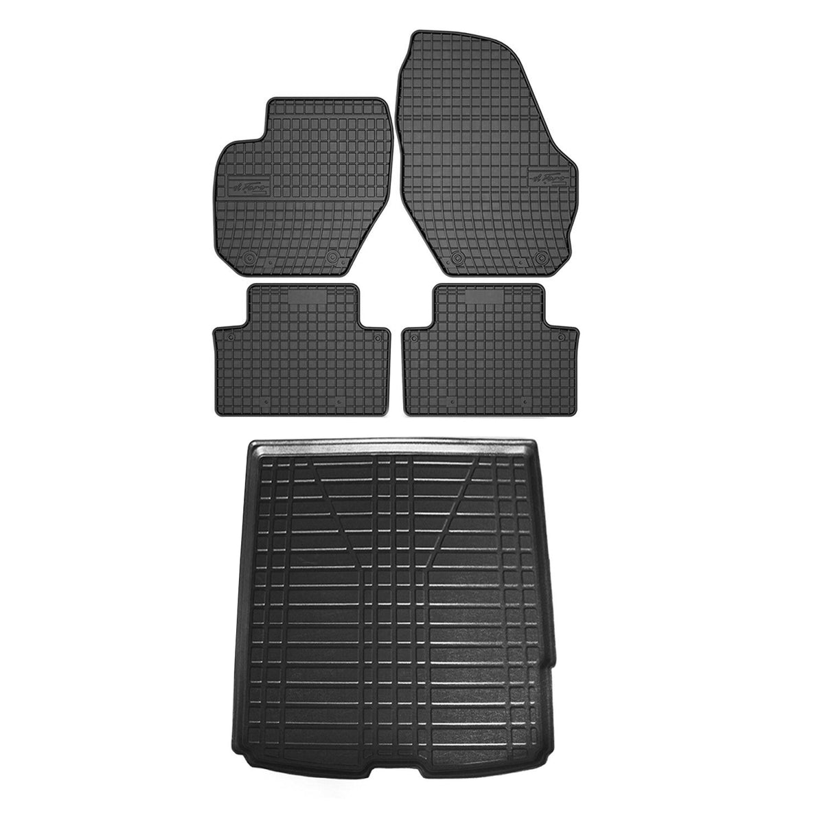 Fußmatten & Kofferraumwanne Set für Volvo XC90 2003-2015 Gummi TPE Schwarz 5x