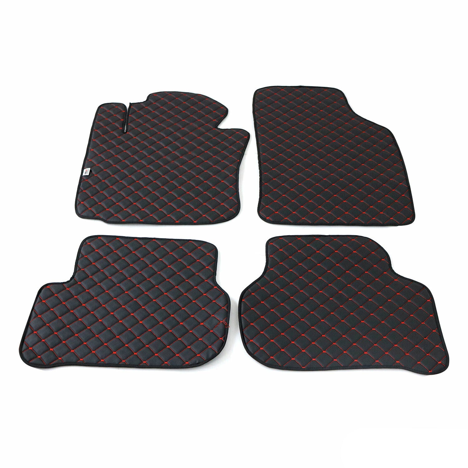Fußmatten Leder Automatten für VW Passat B8 2014-2023 Kunstleder Schwarz Rot