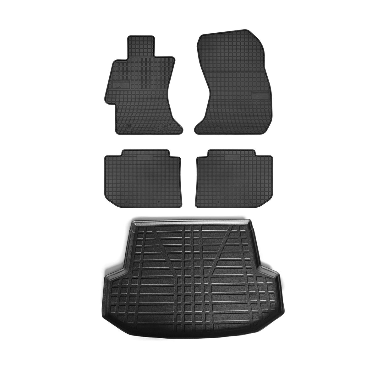 Fußmatten Kofferraumwanne Set für Subaru Levorg 2014-2023 Schwarz Gummi TPE